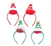 Mikinona Diademas Navideñas para Niños 4 Unidades Manual Hechas de Tela para Fiestas de Navidad