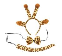 Mikinona Disfraz de Jirafa Niña, Conjunto Cosplay 3 Piezas Diadema de Orejas de Tela, Rabo de Animal y Pajarita de Peluche, Adecuado para Halloween, Fiestas y Cumpleaños