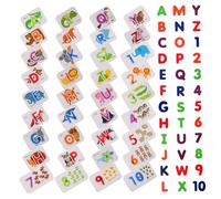 Mikinona Educativo de Madera para Tarjetas de Emparejar Números y Letras Rompecabezas de Palabras Bilingüe Doble Cara Juguete Didáctico para Aprendizaje Cognitivo Infantil