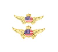 Mikinona Emblema Metálico Adhesivo con Bandera Estadounidense para Coche 2 Piezas, Calcomanía Dorada Resistente Intemperie con Alas Ornamentales, para Automóviles, Camiones y SUV,