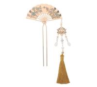 Mikinona Enamel Fan Hair Stick Metal Chinese Dangling Hairpin With Flower Tassel Handmade Elegant Hair Chopsticks For Wedding Party And Traditional Festivals