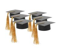 Mikinona Fundas para Copas Forma De Birrete De Graduación Negro, Mini Gorras De Graduación Borla, Set De 6 Piezas De Tapa Decorativa para Vino, Accesorio para Fiestas y Manualidades