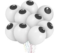 Mikinona Globos de Halloween de Látex Blanco 5 Pulgadas, 100 Unidades Diseño de Ojo para Decoración de Fiestas, Accesorios para Decoraciones de Halloween y Eventos Temáticos