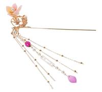 Mikinona Horquilla Vintage de Perlas Estilo Chino Clásico Pasador con Borlas Rosa Accesorio Tradicional para Mujer y Niña para Festivales y Bodas