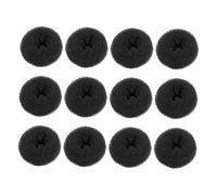 Mikinona Juego de 12 Donas Cabello Negras Diseño Elegante, Material de Nylon y Fibra Química, Herramienta Portátil para Hacer Moños Diarios en Casa para Mujeres y Niñas