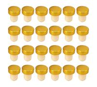 Mikinona Juego de 24 Tapones de Corcho Forma de T para Vino Sellador Hermético de Alto Peso Molecular Reutilizables y Compatibles para Botellas Diseño Dorado Marco de Aluminio Adecuado