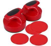 Mikinona Juego de Accesorios para Hockey de Aire de Mesa Empujadores Rojos de 94 MM Fieltro 2 Piezas y Discos Rojos de 64 MM 4 Piezas de Plástico ABS Repuestos para Juegos de Mesa y