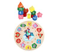 Mikinona Juguete Reloj de Madera Educativo para Bloques de Construcción con Formas y Colores para Aprender la Hora Desarrollo Cognitivo y Coordinación Manual para Preescolares