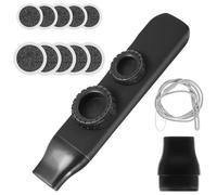 Mikinona Kazoo de Doble Orificio Negro, Instrumento Musical Portátil con Membranas Reemplazables, Cuerda para Colgar Incluida, Adultos, Kazoo de Tono Ajustable para Iniciación