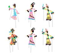 Mikinona Kit de Marionetas de Sombras Chinas Hecho a Mano Fácil de Transportar y Almacenar y Varios estilos de Papel 6 Piezas Accesorios Completos para Niños Adecuado para Decoración