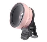 Mikinona Lente para Smartphone Ultra Gran Angular y Macro, para Fotografía Móvil, Vidrio Acrílico, Diseño Portátil Compacto, Color Rosa Dorado, Compatible Mayoría de Teléfonos Celulares