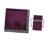 Mikinona Mantel y Bolsa Resistente para Cartas del Tarot de Terciopelo Púrpura 66x66 Cm con Borde Dorado para Tarotistas y Psicoterapeutas