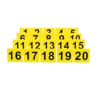 Mikinona Marcadores de Números Acrílicos Reutilizables en Forma de V 55X63 CM Color Amarillo Números Negros del 1 al 20 Doble Cara para Señalización en Mesas de Restaurante y Eventos