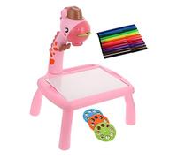 Mikinona Mesa de Aprendizaje Infantil con Proyector de Dibujo Brillante Tablero de Pintura Educativo para Juguete de Proyección Color Rosa