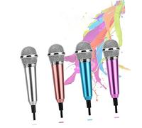 Mikinona Mini Micrófono de Metal Plata Compatible PC y Smartphone para Grabación de Canciones y Karaoke en Aplicaciones Móviles, Pack de 2 Piezas Varios Estilos