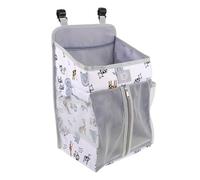 Mikinona Organizador de Pañales Colgante para Cuna con Estampado Zoológico, Tejido Suave para Ñiño, Múltiples Bolsillos y Almacenamiento Versátil para Guardería y Cambiador