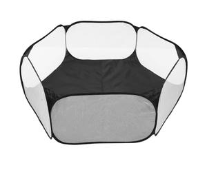 Mikinona Parque Plegable Hexagonal para Mascotas, Poliéster Negro, Interior | Área de Juego Contenida, Evita que Trepen, Fácil de Guardar, para Chinchillas y Hámster