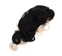 Mikinona Peluca Yin Yang De Fibra De Alta Temperatura Ondulada Mitad Mitad Blanca Para Mujer Ideal Para Cosplay y Fiestas