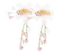 Mikinona Pinzas Pelo Flores y Borlas para Niñas 1 Par Diseño Accesorios Elegantes para Eventos Obsequios Fáciles de Usar No Se Caen