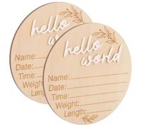 Mikinona Placa Conmemorativa Redonda de Madera Natural para Recién Nacido 10 CM 2 Piezas Tarjetas Mensuales para Bebés Cartel de Anuncio de Nacimiento para Hospital y Decoración