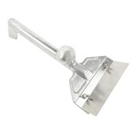 Mikinona Raspador de Cocina Mango Largo Ergonómico de Acero Inoxidable | Chapa y Sartén, Limpieza Rápida en Cocina Profesional, Borde Inclinado, Color Plata