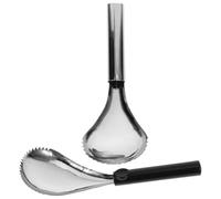 Mikinona Removedor de Corazón de Calabaza 2 Piezas Cuchara de Acero Inoxidable y Mango de Plástico Negro, Herramienta Manual para Sacar Pulpa y Hielo, Utensilio Práctico para Cocina