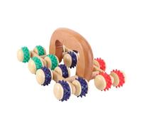 Mikinona Rodillo Masajeador Corporal De 16 Ruedas De Madera Natural y Silicona, Masajeador De Cuerpo Entero Anticelulítico, Ergónomico Para Relajación Muscular y Uso Diario