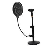 Mikinona Soporte de Micrófono de Escritorio Profesional Ajustable con Base Redonda Estable Clip Seguro y Filtro Anti-pop para Protección contra Polvo y Viento para Transmisiones y Podcast