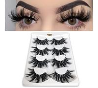 Mikiwi 25mm Lashes, Dramatic 6D Faux Mink Lashes, Fluffy Volume Eyelashes, Thick Crossed Lashes, Long Faux 25mm Mink Lashes (6D4-05)