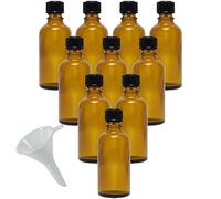 mikken 10 botellas de farmacia marrón de 50 ml, fabricadas en Alemania, incluye etiquetas de etiquetado + embudo