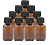 mikken 10 botellas de laboratorio de 100 ml de plástico marrón PET con tapón de rosca + 10 etiquetas