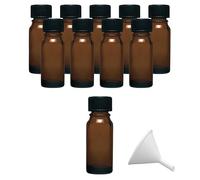 mikken 10 frascos de farmacia marrón de 10 ml, fabricados en Alemania, incluye etiquetas de rotulación y embudo, 10 x 10 ml
