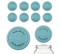 mikken 10 tapas de 82/8,5 cm para tarros de mermelada Twist-Off Tapa de repuesto de rosca para tarros y tarros de conservas, color turquesa - Hecho con amor