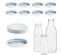 mikken 10 tapas para botellas de cristal TO48/5 cm - Blueseal - sin BPA/PVC, tapa de repuesto Twist-Off para botellas de leche y zumo, color blanco