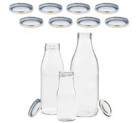 mikken 10 tapas para botellas de cristal TO48/5 cm - Blueseal - sin BPA/PVC - Tapa de repuesto Twist-Off - Tapa de rosca para botellas de leche y zumo, color plateado