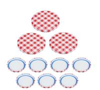 mikken 10 tapas para tarros de mermelada TO82 Blueseal - sin BPA/PVC, tapa de repuesto, tapa de rosca para tarros y tarros de conservas, color rojo y blanco