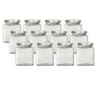 mikken - 12 tarros de especias rectangulares de 212 ml con etiquetas de rotulación.