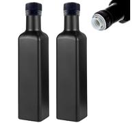mikken 2 botellas de aceite de 250 ml con vertedor, dispensador de aceite, botella de cristal, incluye etiquetas, color negro