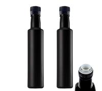 mikken 2 botellas de aceite de 250 ml, dispensador de aceite con boquilla negra de cristal, vinagre y aceite
