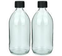 mikken 2 botellas de cristal de 500 ml para productos químicos, botellas de laboratorio para rellenar + etiquetas