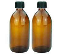 mikken 2 botellas de cristal marrón de 500 ml con tapón de rosca.