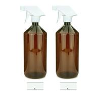 mikken 2 botellas de spray de 1000 ml de plástico PET marrón pulverizador de agua, botella de spray para productos de limpieza, plantas, etc