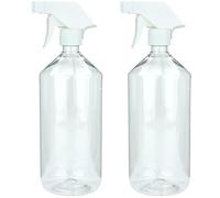 mikken 2 botellas pulverizadoras de plástico PET de 1000 ml para productos de limpieza, plantas, pelo, etc