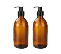 mikken 2 dispensadores de jabón de 250 ml, dispensador de loción, botellas de champú, cristal marrón, apto para alimentos, incluye etiquetas para etiquetar