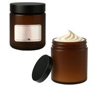 mikken 2 tarros de cristal de 180 ml, frascos marrones para crema con etiquetas