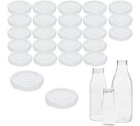 mikken 25 tapas para botellas de cristal de 5 cm / TO48 Twist-Off Tapa de repuesto para botellas de leche y zumo, color blanco