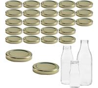 mikken 25 tapas para botellas de cristal TO48 Twist-Off Tapa de repuesto tapa de rosca para botellas de leche y zumo, color dorado