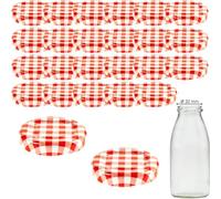 mikken 25 tapas TO43 4,5 cm para botella de cristal Twist-Off Tapa de repuesto tapa de rosca para botellas de leche y zumo, color rojo y blanco a cuadros