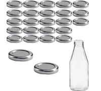 mikken 25 tapas TO43 4,5 cm para botellas de cristal Twist-Off Tapa de repuesto tapa de rosca para botellas de leche y zumo, color plateado