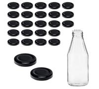 mikken 25 tapas TO43 4,5 cm para botellas de cristal Twist-Off Tapa de repuesto tapa de rosca para botellas de leche y zumo, color negro